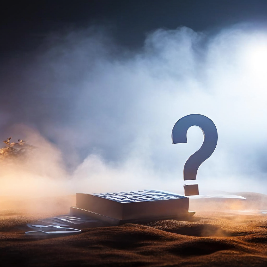 안개가 낀 빈 스프레드시트 위에 커다란 물음표가 떠 있는 모습으로, 불분명한 배당 정책과 누락된 데이터의 개념을 시각적으로 표현한 이미지입니다.