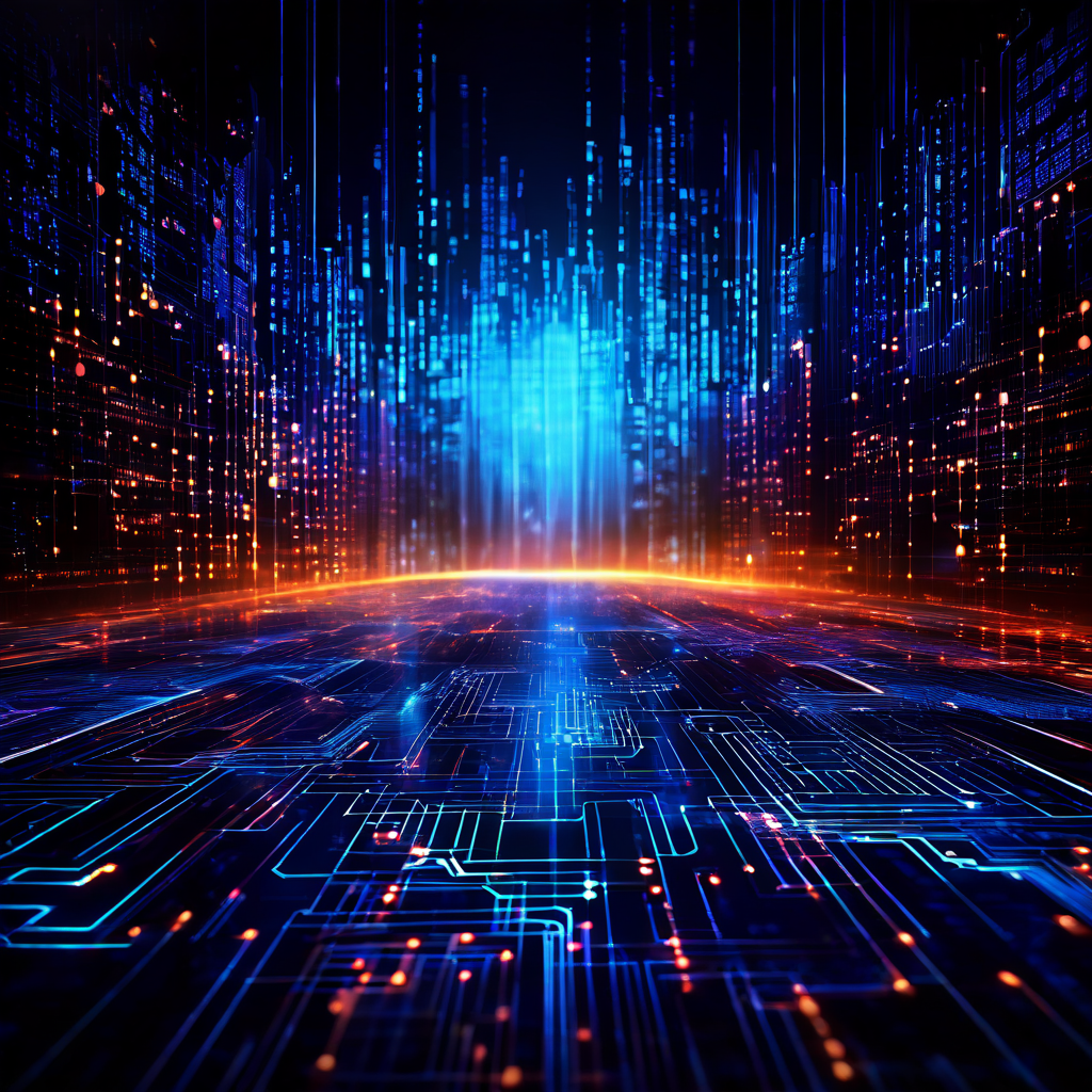 디지털 변환 과정에서 질서 정연한 데이터 흐름이 왜곡되고 혼란스러운 오류 패턴으로 분열되어 가는 모습을 시각적으로 표현한 개념 이미지입니다.