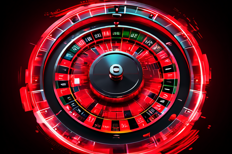 데이터 스트림이 향하는 디지털 룰렛 휠의 테두리에 픽셀화된 모호한 영역이 있고, 그 위에 큰 빨간색 'INVALID' 도장이 찍혀 있어 데이터 무결성 문제나 오류 상태를 시각적으로 표현하고 있습니다.