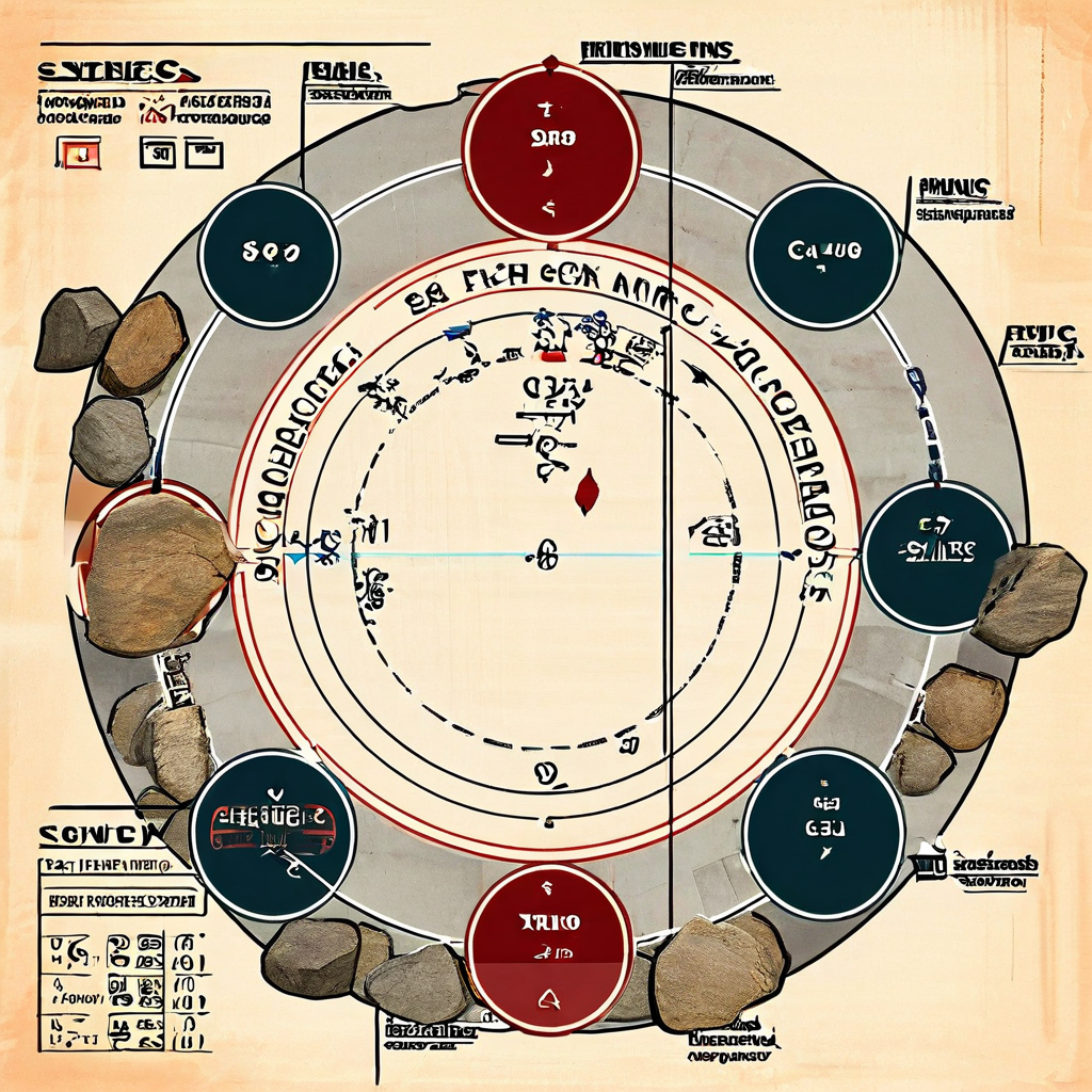 컬링 경기의 득점 방식과 하우스 링 위에 표시된 스톤 위치별 전략적 배당률을 함께 설명하는 전략 해설 다이어그램입니다.
