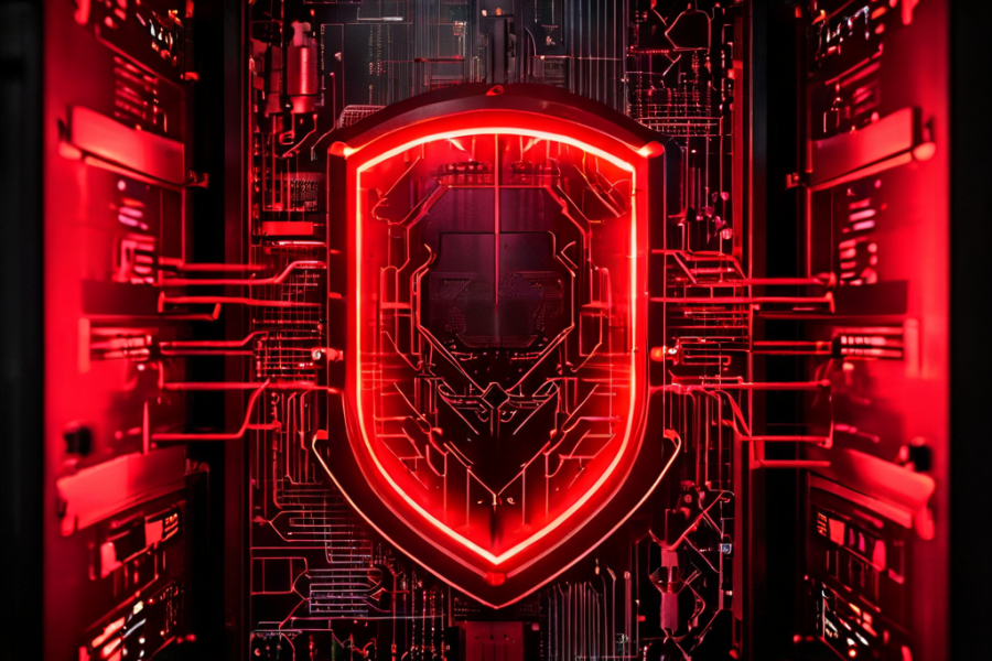 서버 코어를 보호하는 디지털 방패가 'abnormal'이라고 표시된 빨간색 IP 주소 화살표를 차단하고 방어하는 기술적 개요도를 보여주는 이미지입니다.