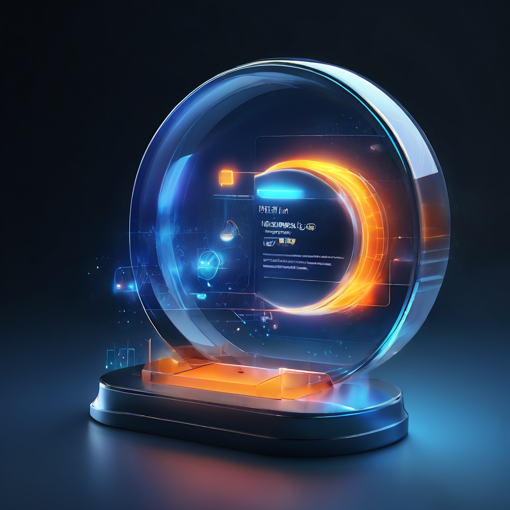A close-up digital interface shows a live chat button with a glowing response indicator, layered data paths and secure connection...