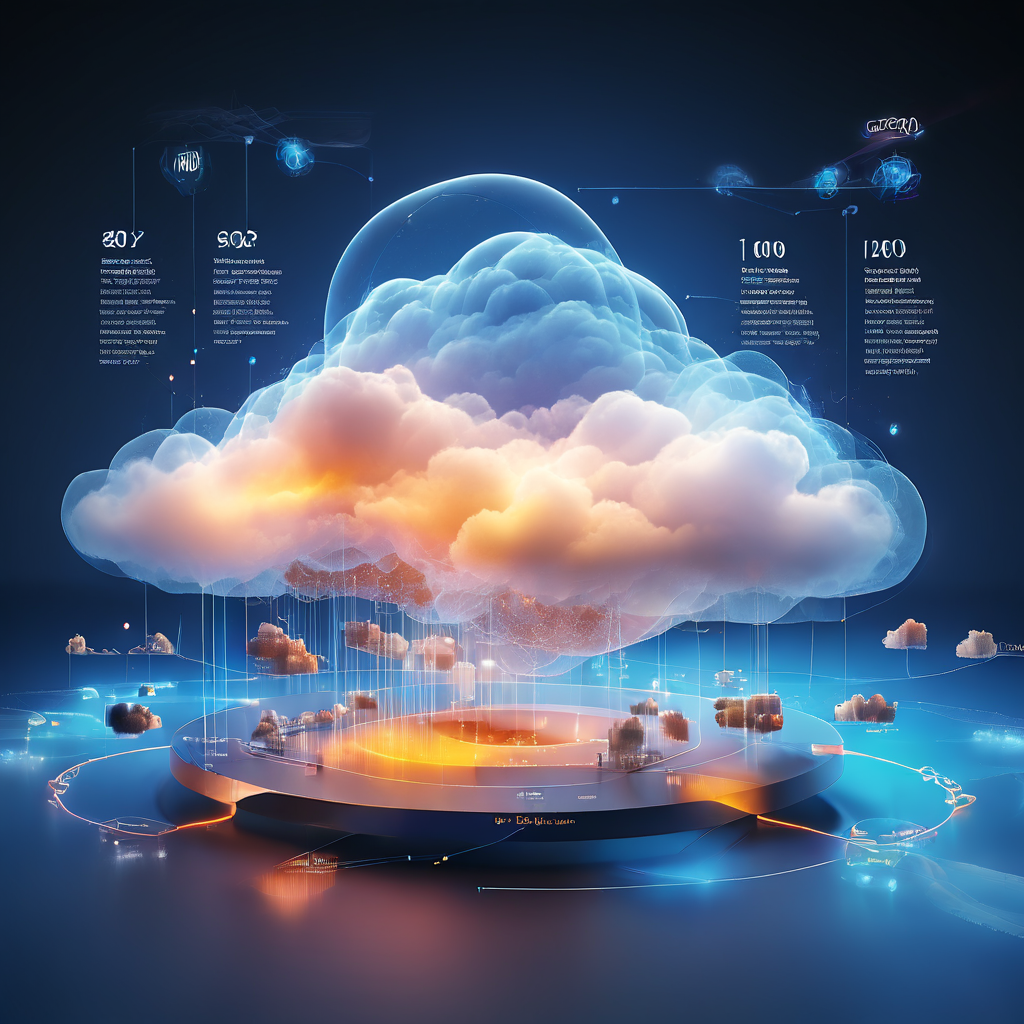 Futuristic digital service platform visualizing session length and expected return gap with connected cloud, data, and operations...